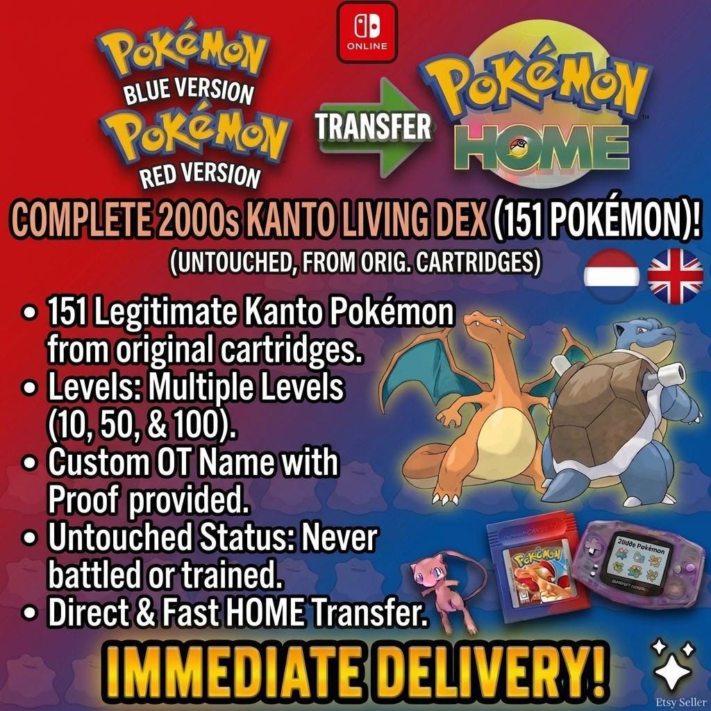 Foto de la carta Pokémon PAQUETE DE POKÉMON SHINY Auténtico Azul Rojo Living Dex 151 Intacto Transferencia a Pokémon Home Ot Personalizado Cartuchos de los 2000 Aniversario 30