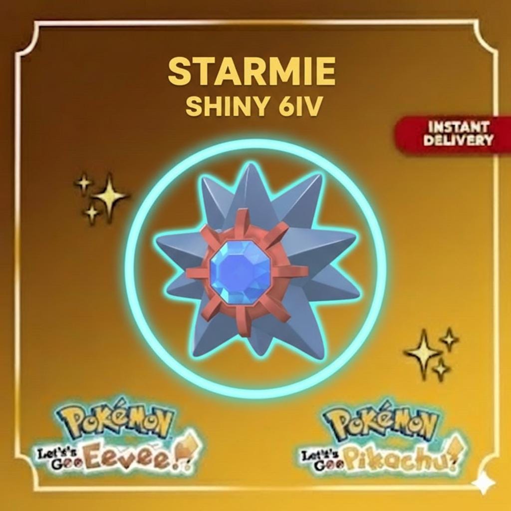 Shiny Starmie Lets Go Pikachu Eevee 6IV Competitive Battle Ready – Pokémon Let's Go Pokémon card photo