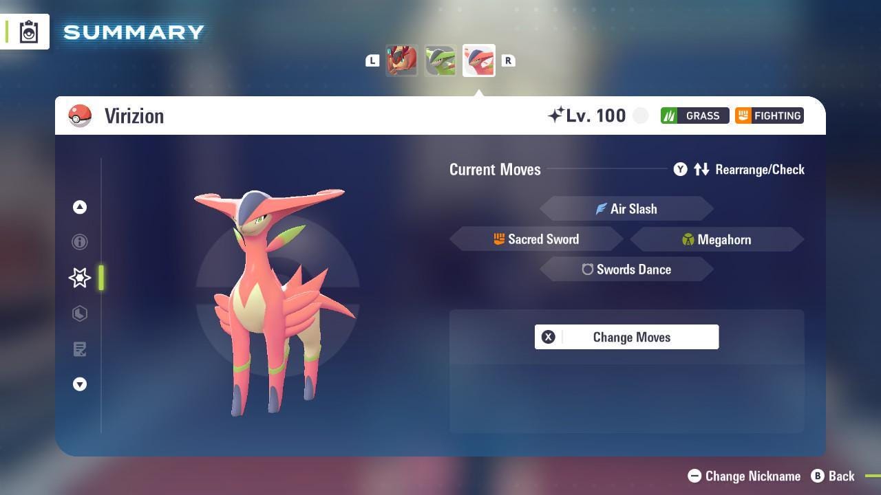 Фото покемона Блестящий Virizion Pokemon Legends Za Mega Dimension DLC 6IV Готовый к соревновательным битвам 4