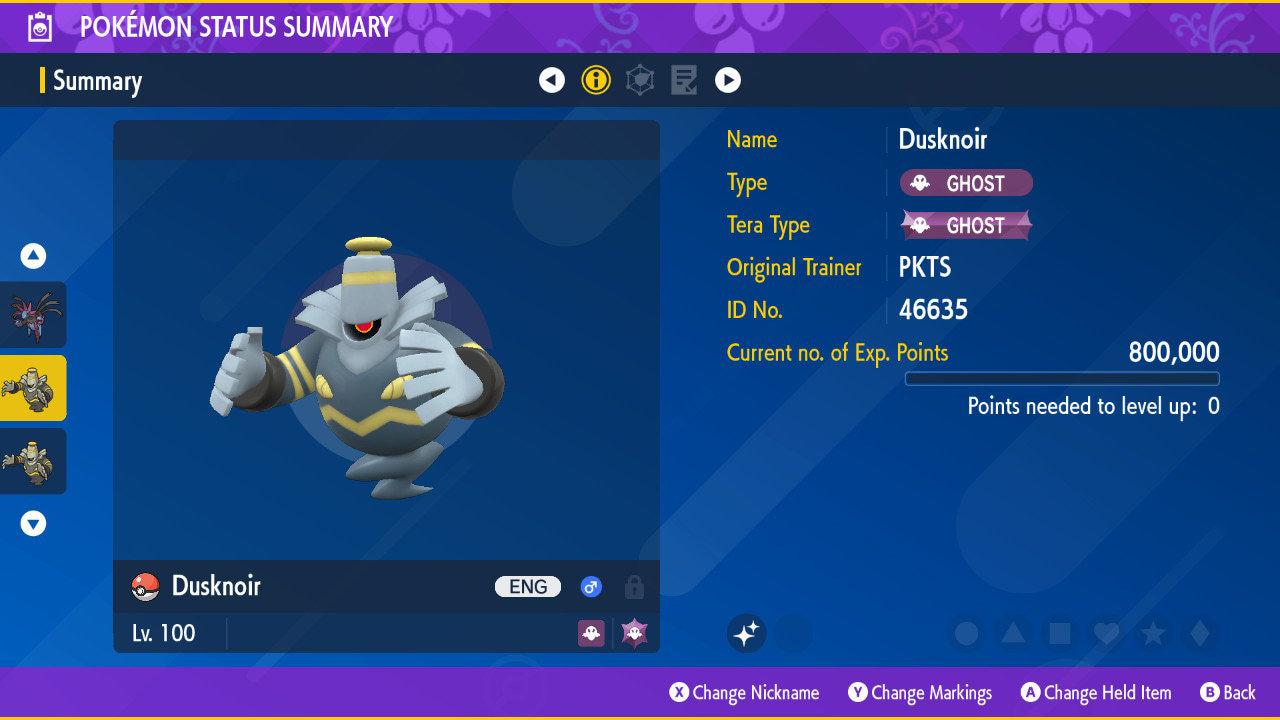 Shiny DUSKNOIR Pokémon Scarlet Violet 6IV Competitive Battle Ready Pokémon card photo