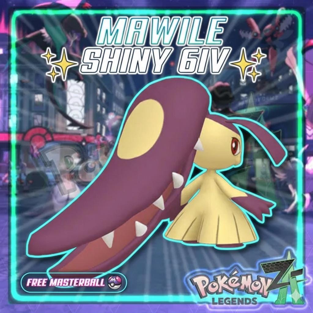 Shiny MAWILE Pokémon Legends ZA 6IV Competitive Battle Ready Pokémon card photo