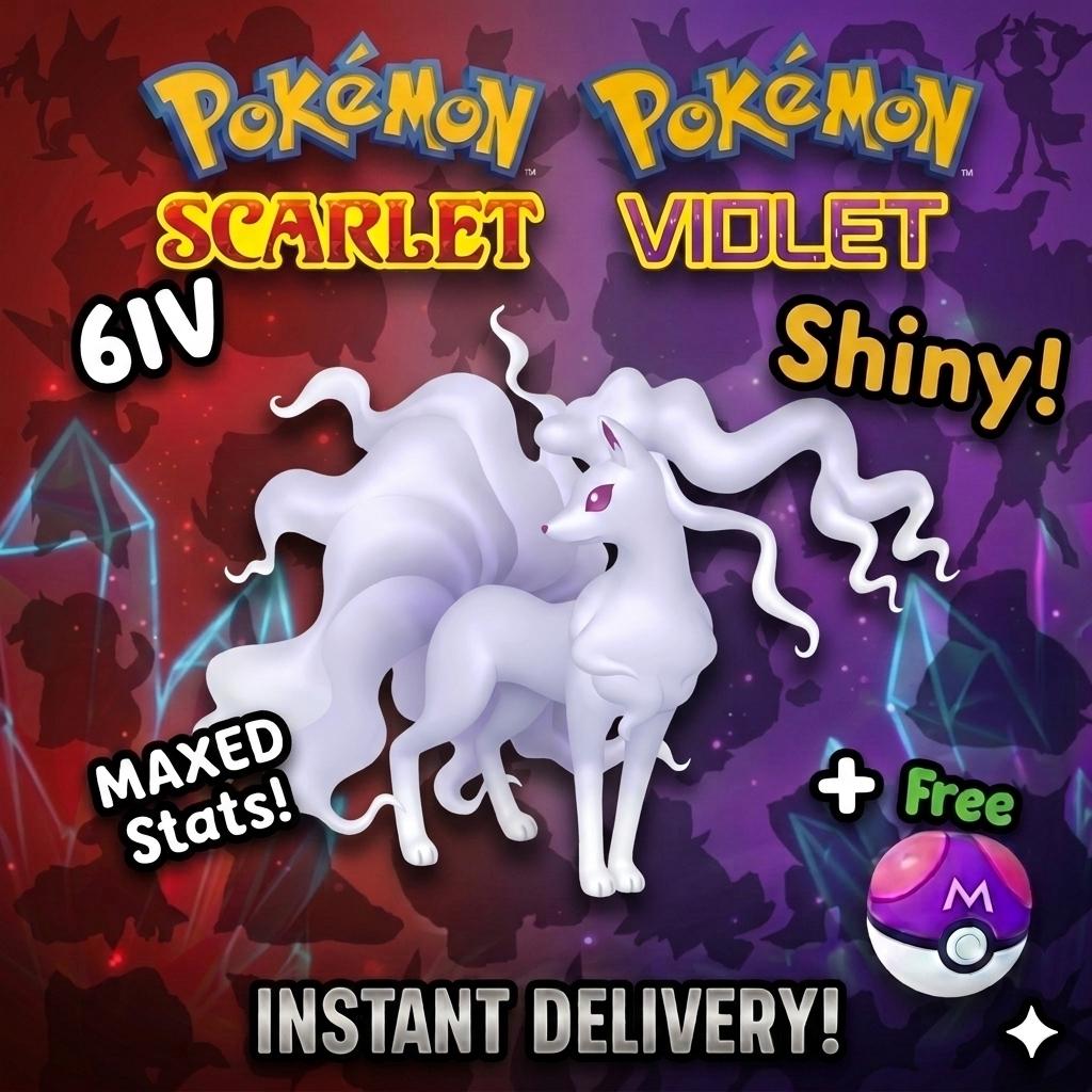 Shiny Alolan NINETALES Pokémon Scarlet Violet 6IV Pokemon Competitive Hidden Treasure of Area Zero Teal Mask DLC – Scarlet & Violet Pokémon card photo