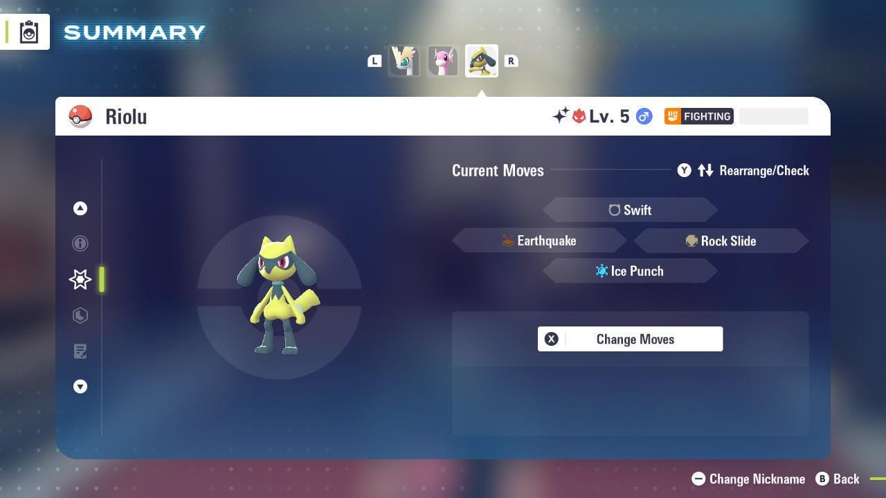 Pokemon Za Lvl 5 Modest SHINY ALPHA 6IV Riolu Pokémon Legends ZA 6IV Competitive Battle Ready Pokémon card photo 4
