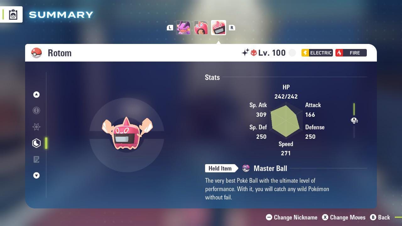 Foto de la carta Pokémon Shiny Alpha Rotom Forma Calor Pokémon Legends ZA 6IV Listo para la Batalla Competitiva 2