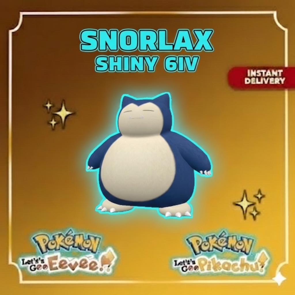 Shiny Snorlax Lets Go Pikachu Eevee 6IV Competitive Battle Ready – Pokémon Let's Go Pokémon card photo
