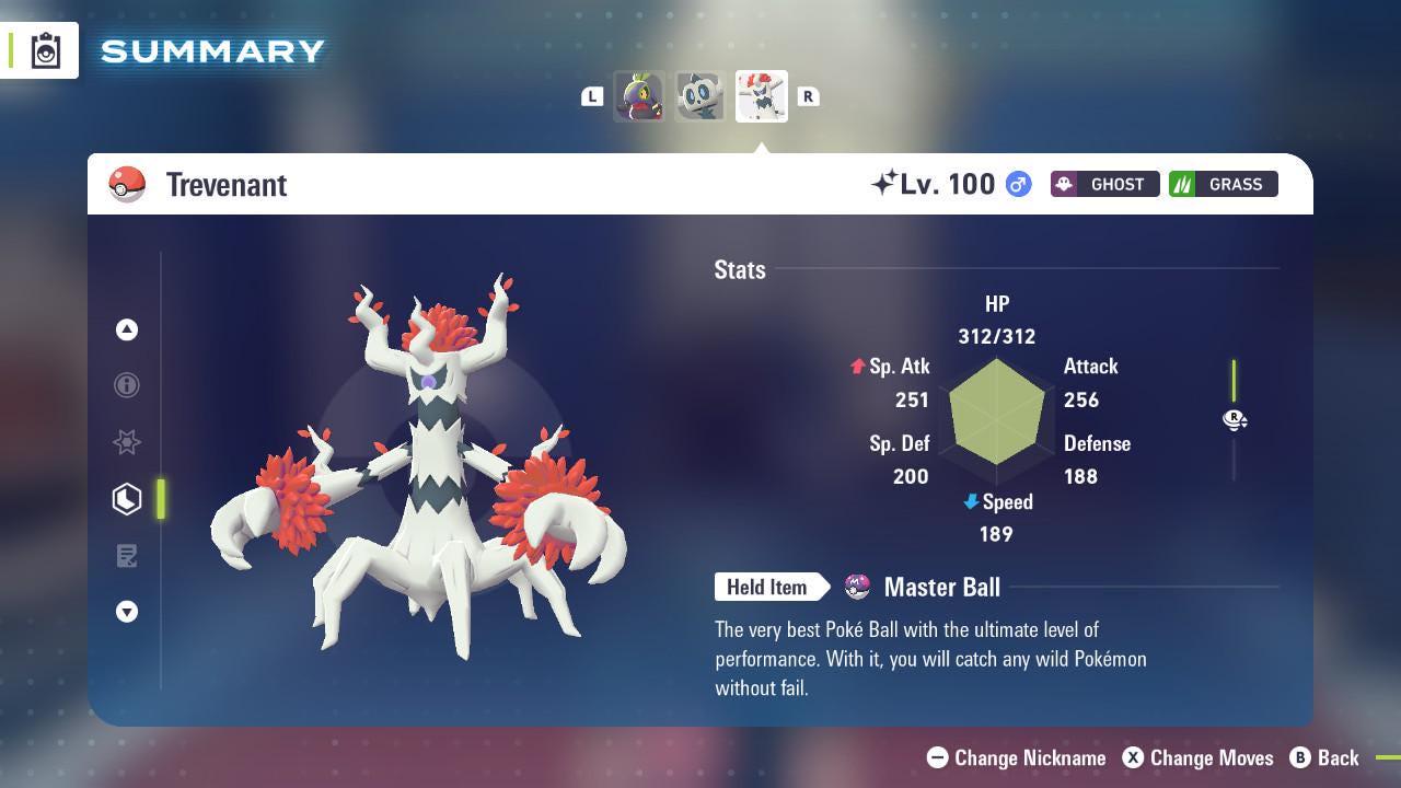 Foto de la carta Pokémon Shiny TREVENANT Pokémon Legends ZA 6IV Listo para el Combate Competitivo 2