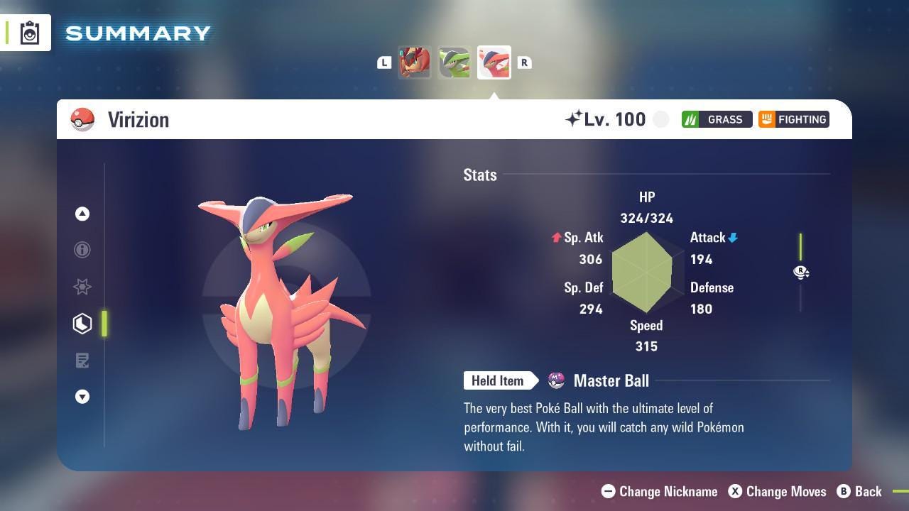 Фото покемона Блестящий Virizion Pokemon Legends Za Mega Dimension DLC 6IV Готовый к соревновательным битвам 2