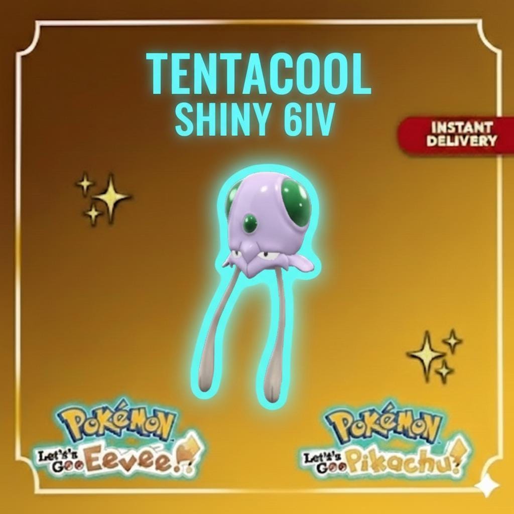 Shiny TENTACOOL Pokémon Lets Go Pikachu Eevee 6IV Competitive Battle Ready – Pokémon Let's Go Pokémon card photo