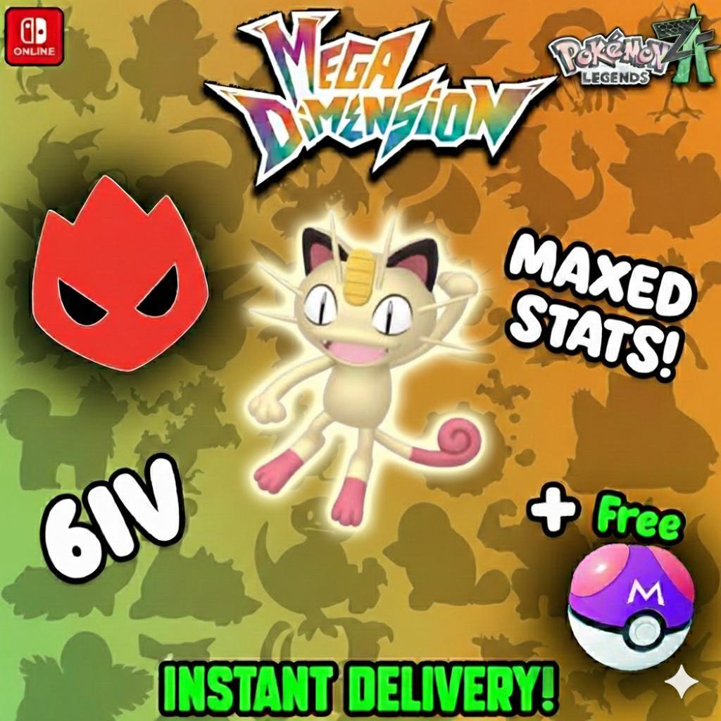 Shiny Alpha Meowth Pokemon Legends Za Mega Dimension DLC 6IV Competitive Battle Ready Pokémon card photo