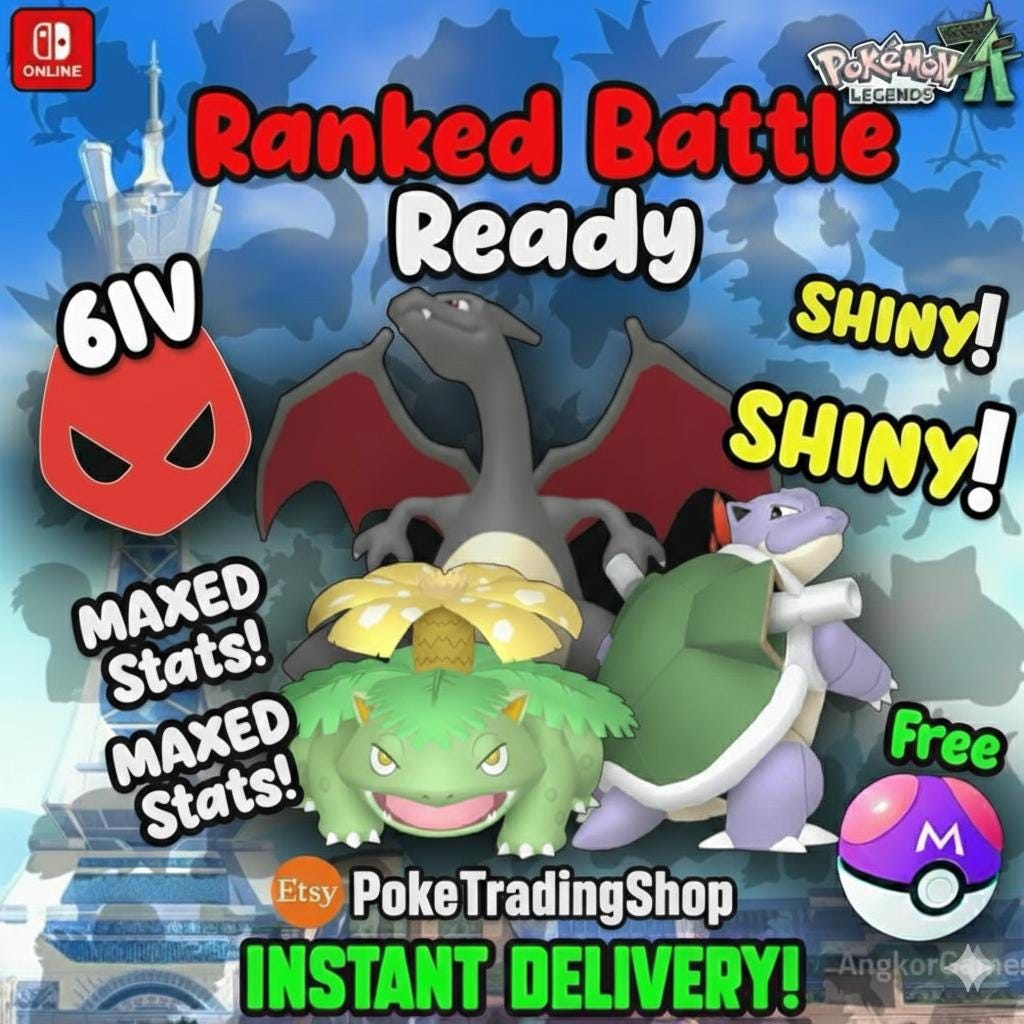 Pokemon Za ALPHA Final Starter Pack KANTO Shiny 6IV Pokémon Legends ZA 6IV Competitive Battle Ready Any Held Item Mega Evolution – Pokémon Legends Z-A Pokémon card photo