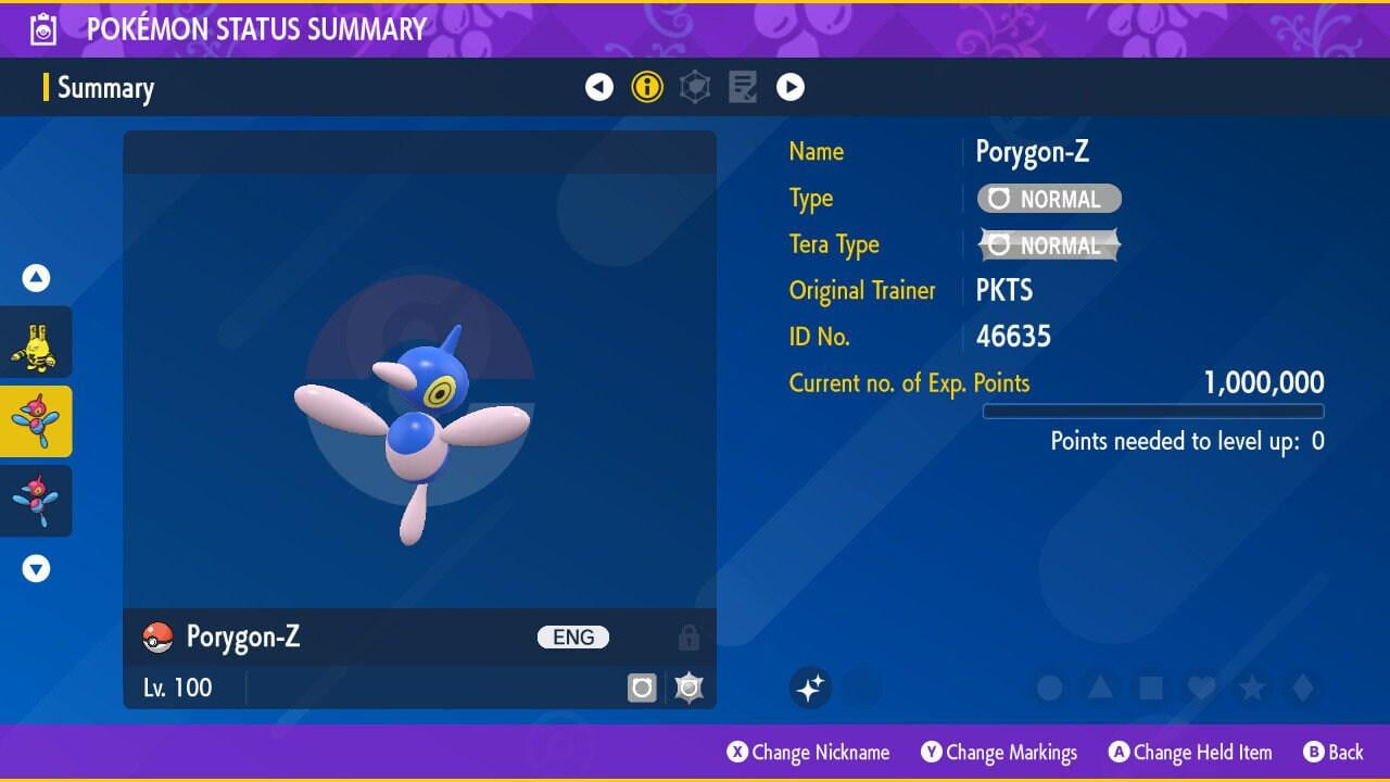 Foto de la carta Pokémon PORYGON Z Variocolor Pokémon Escarlata y Púrpura 6IV Competitivo Listo para la batalla