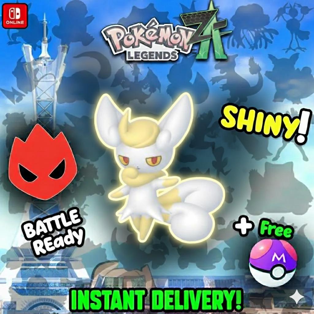 Shiny Alpha Meowstic Pokémon Legends ZA 6IV Competitive Battle Ready Pokémon card photo