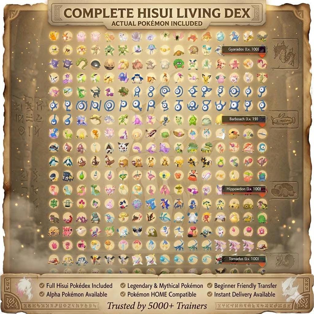 Complete Pokemon Legends Arceus Living Dex All Alpha Pokemon Hisuian Forms 320+ Pokemon Fast Safe Trade Pokémon card photo 4