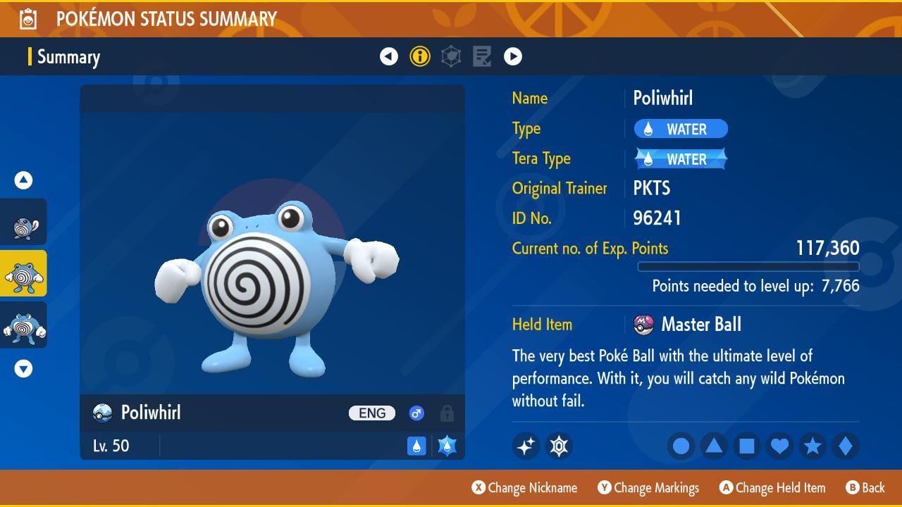 Foto de la carta Pokémon POLIWHIRL variocolor Pokémon Escarlata y Púrpura 6IV Listo para el combate competitivo 2