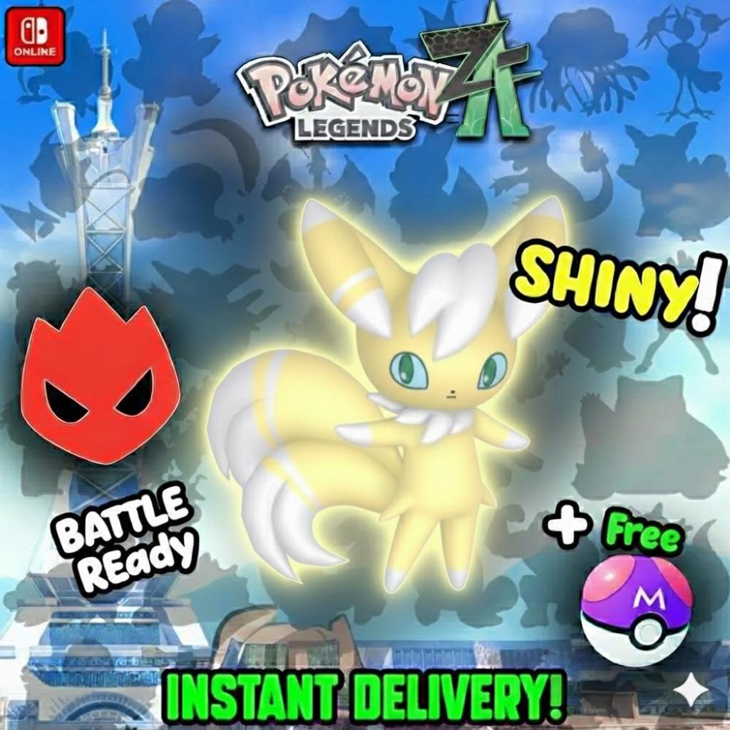 Shiny Alpha Meowstic Pokémon Legends ZA 6IV Competitive Battle Ready Pokémon card photo