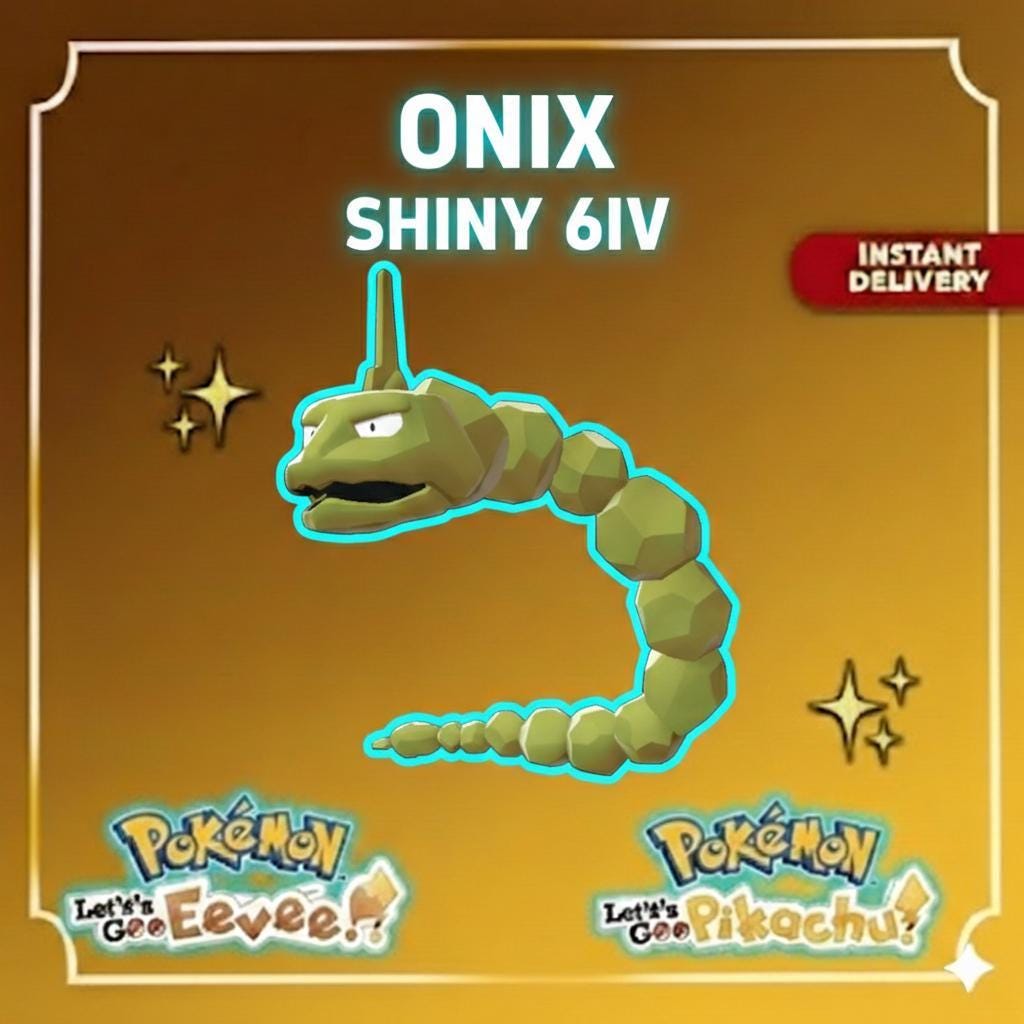 Shiny ONIX Pokémon Lets Go Pikachu Eevee 6IV Competitive Battle Ready – Pokémon Let's Go Pokémon card photo