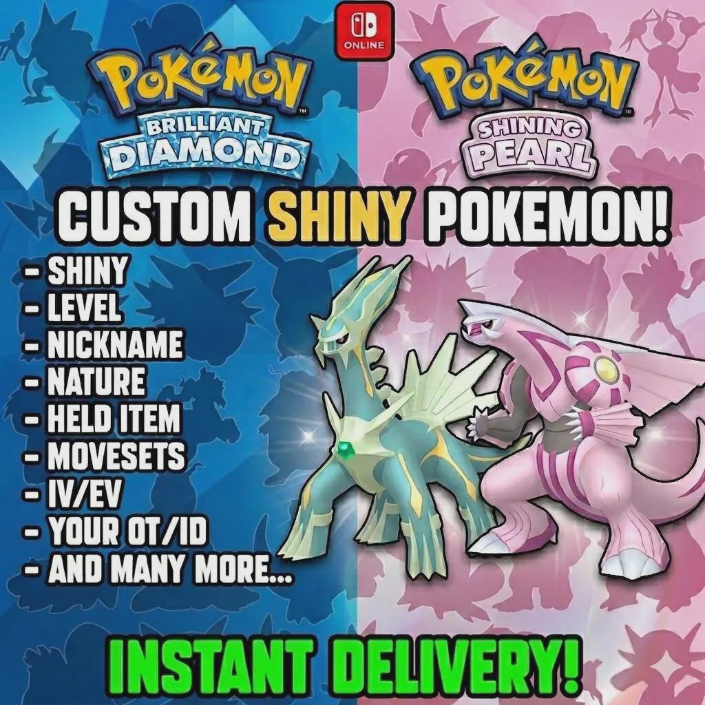 CUSTOM SHINY POKEMON Diamond Pearl Pokopia Ready Any Species Battle Ready 6IV Custom Ot Trainer Name Home Transfer Switch 2 Fast Delivery – Custom Pokémon Pokémon card photo