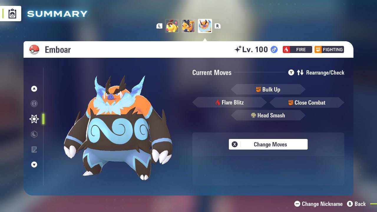 Фото покемона Shiny EMBOAR Pokémon Legends ZA 6IV Готовый к битве 4