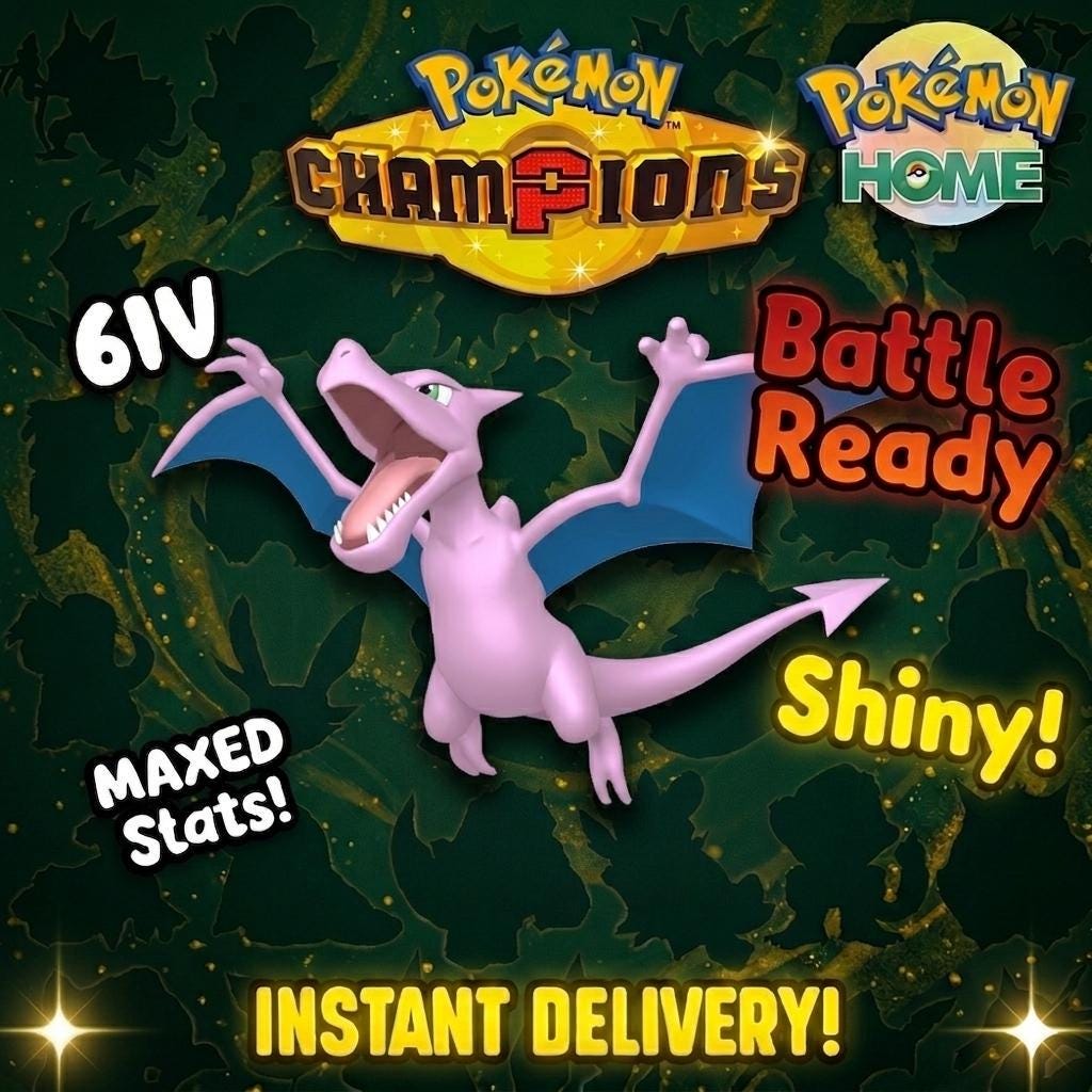 Shiny Aerodactyl Pokémon Champions 6IV Competitive Battle Ready – Champions Pokémon card photo