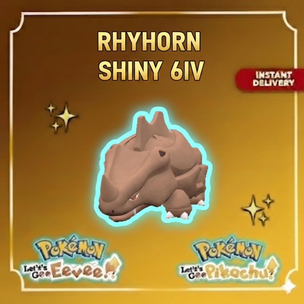 Shiny Rhyhorn Lets Go Pikachu Eevee 6IV Competitive Battle Ready – Pokémon Let's Go Pokémon card photo
