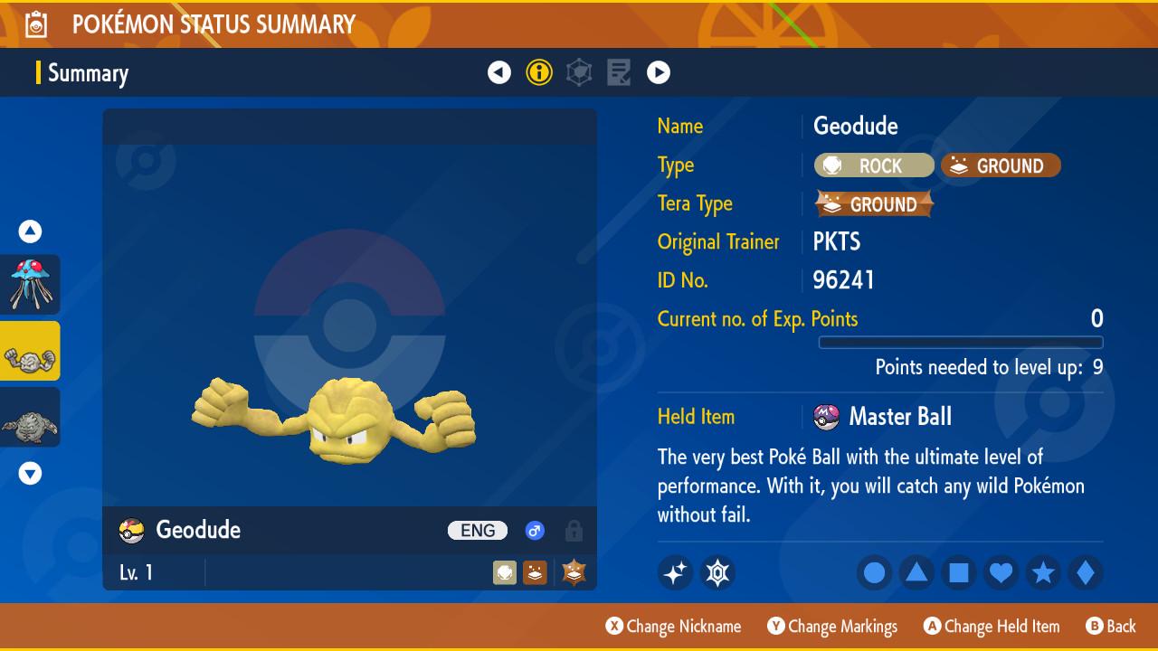 Pokemon Scarlet and Violet Shiny GEODUDE 6IV Competitive Battle Ready Pokémon card photo 2