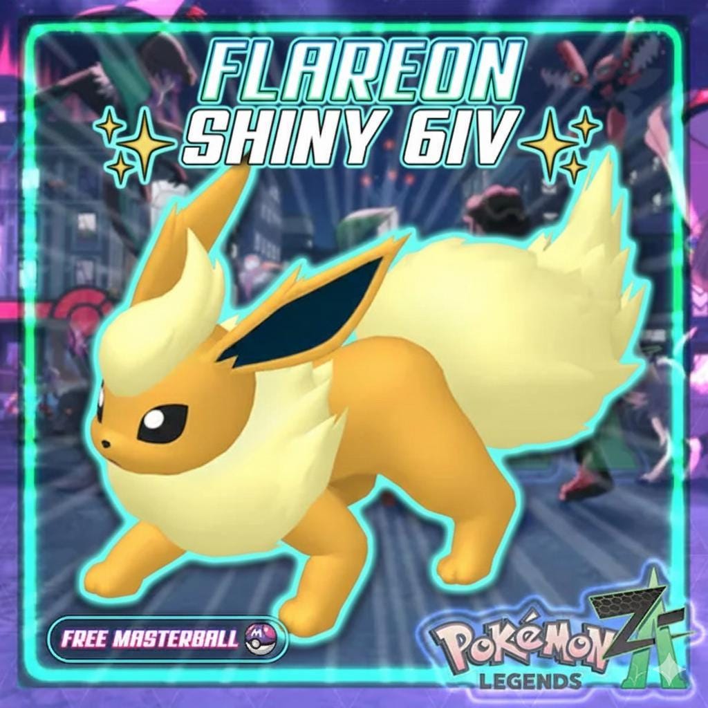 Фото покемона Блестящий FLAREON Pokémon Legends ZA 6IV, готовый к соревновательным боям