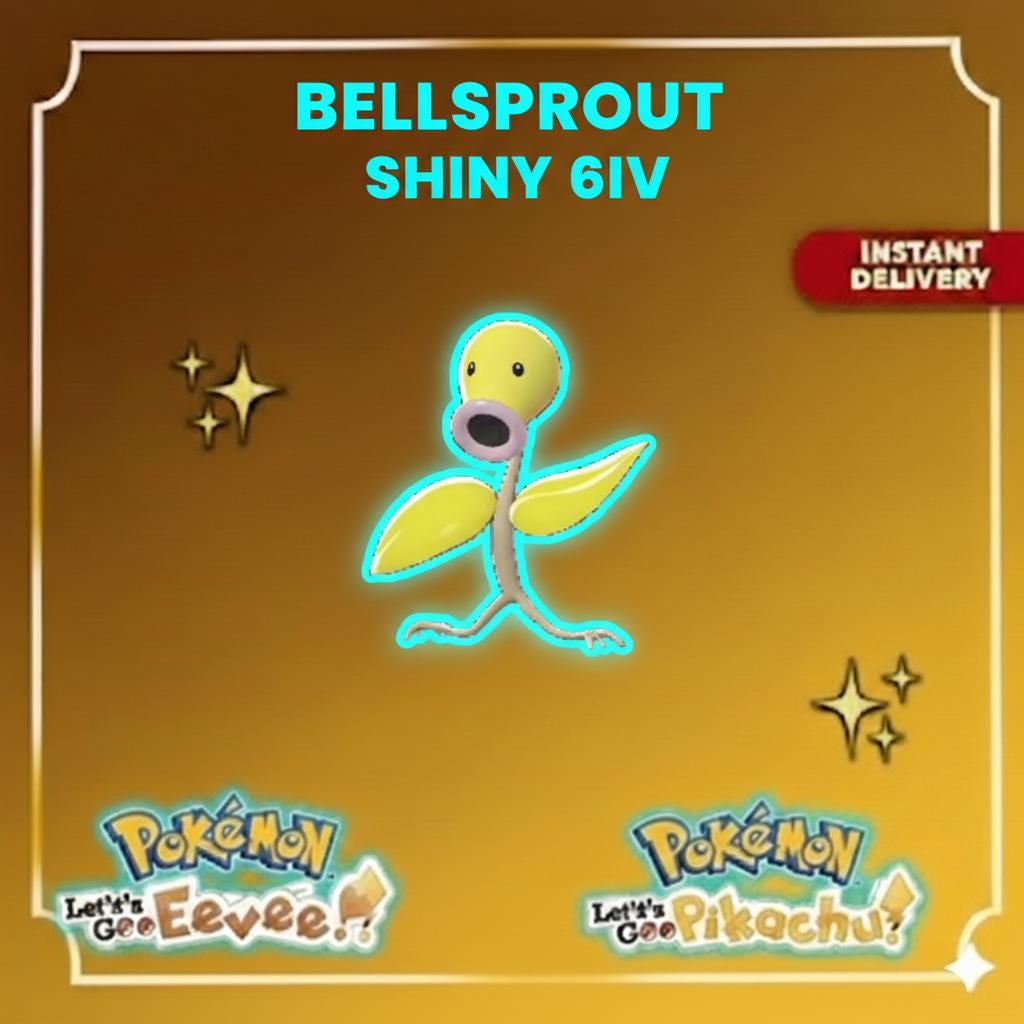 Shiny BELLSPROUT Pokémon Lets Go Pikachu Eevee 6IV Competitive Battle Ready – Pokémon Let's Go Pokémon card photo