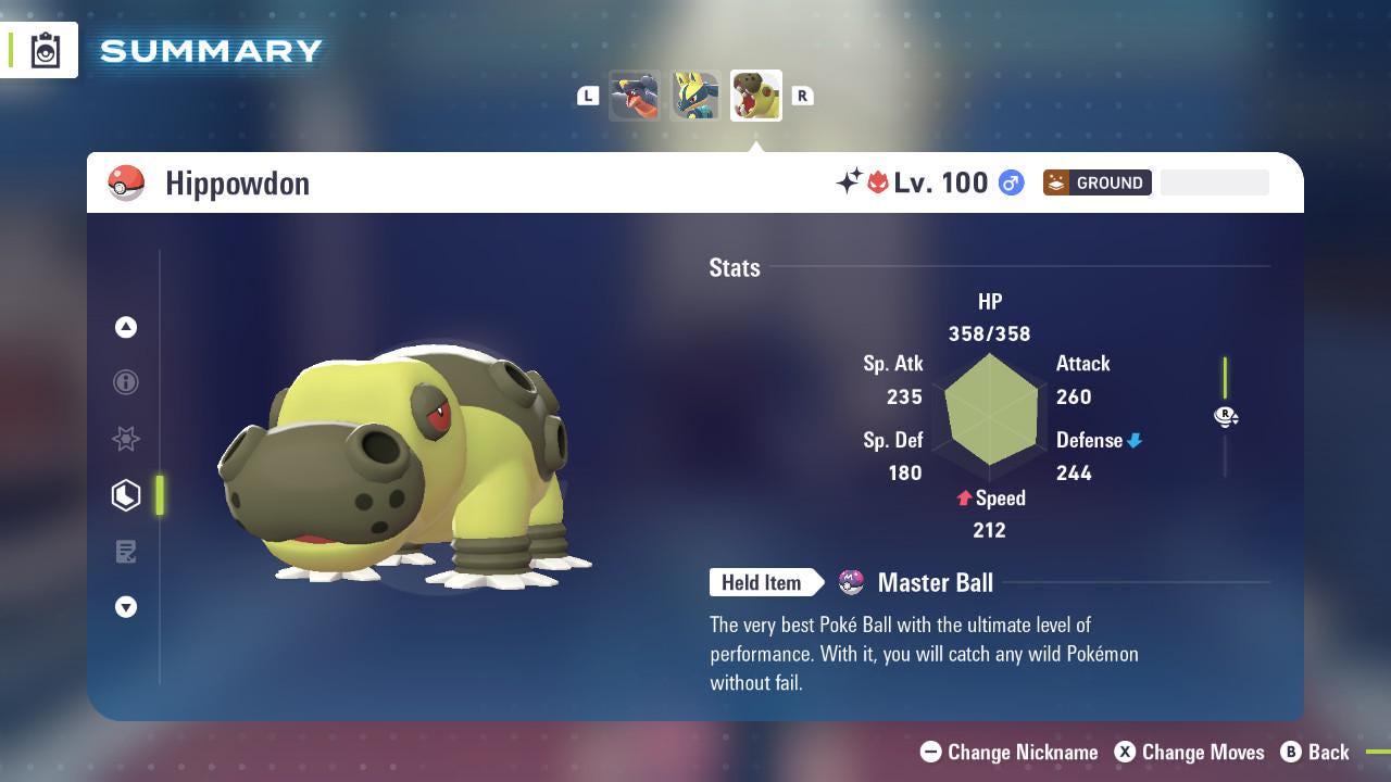 Shiny Alpha Hippowdon Pokémon Legends ZA 6IV Competitive Battle Ready – Pokémon Legends Z-A Pokémon card photo