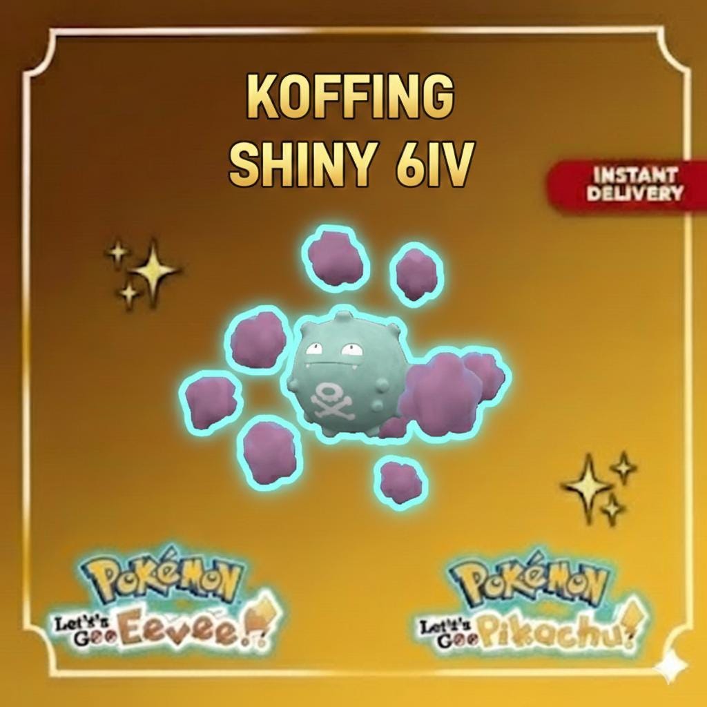 Shiny Koffing Lets Go Pikachu Eevee 6IV Competitive Battle Ready – Pokémon Let's Go Pokémon card photo