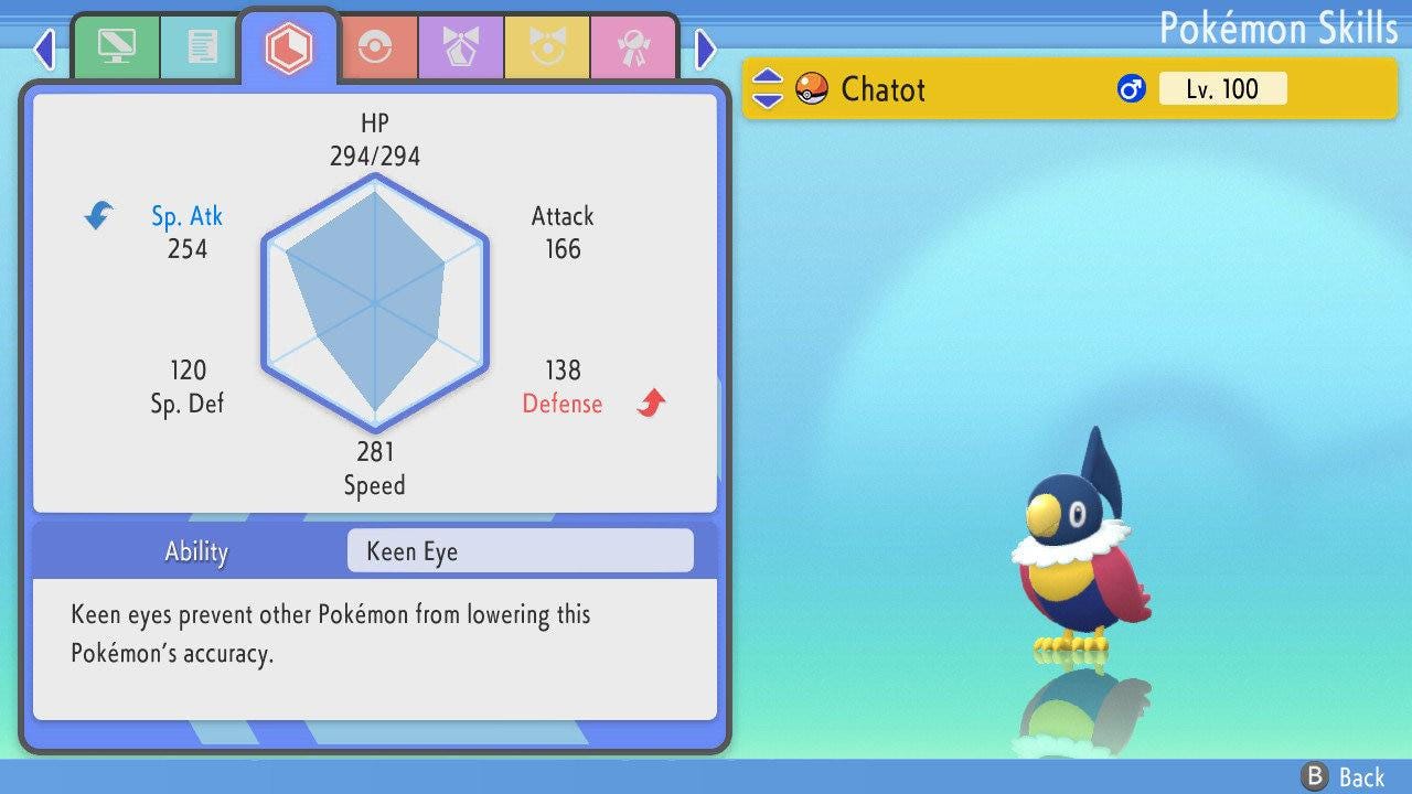 SHINY 6IV CHATOT Pokémon Brilliant Diamond and Shining Pearl 6IV Competitive Battle Ready Pokémon card photo 2