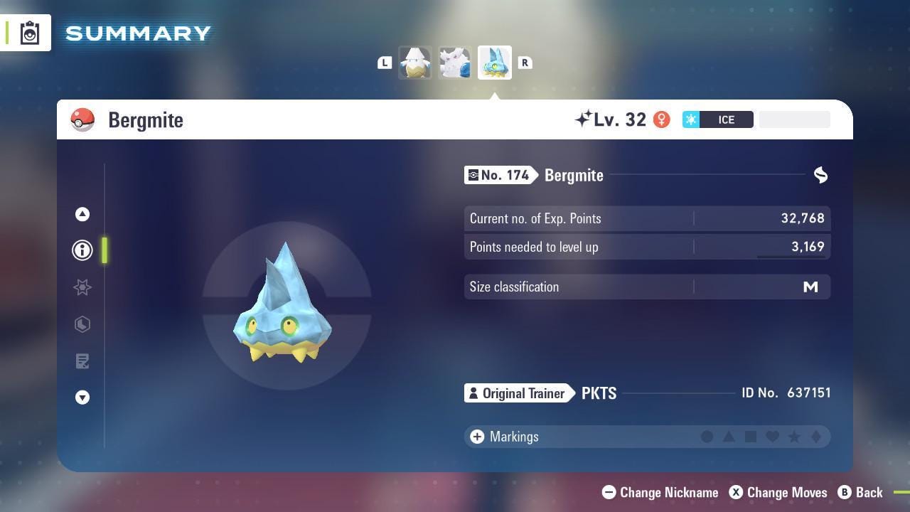 Фото покемона Блестящий BERGMITE Pokémon Legends ZA 6IV Готов к соревновательным битвам 2