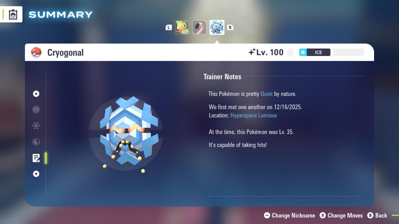 Фото покемона Shiny Cryogonal Pokemon Legends ZA Mega Dimension DLC 6IV Готов к соревновательным боям 4