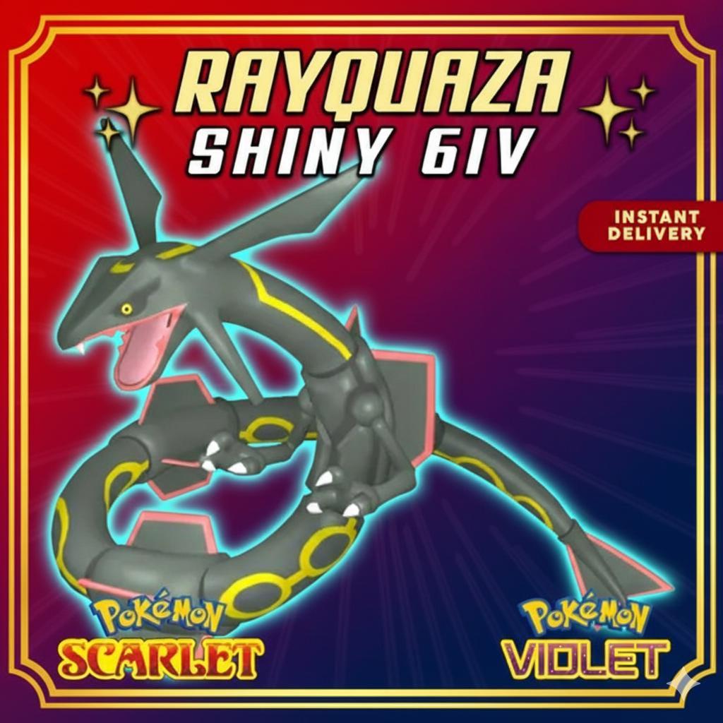 Foto de la carta Pokémon RAYQUAZA variocolor Pokémon Escarlata Púrpura 6IV Listo para el Combate Competitivo