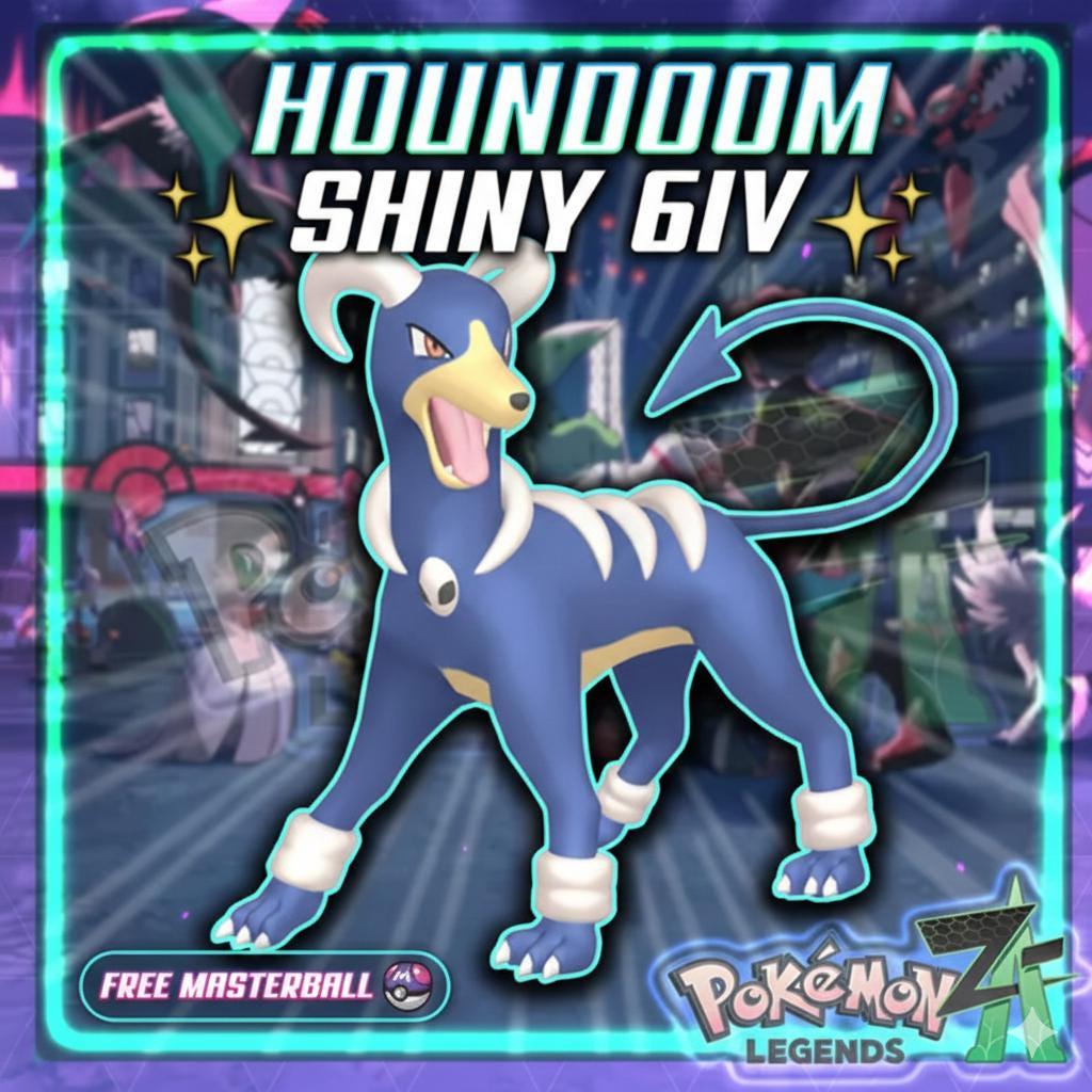 Foto de la carta Pokémon HOUNDOOM variocolor Pokémon Legends ZA 6IV listo para la batalla competitiva