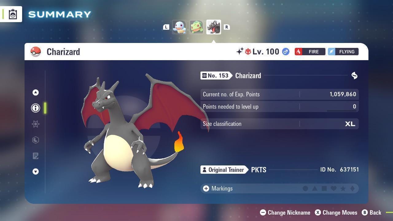 Foto de la carta Pokémon EL REGALO DEFINITIVO Charizard Alfa variocolor 6IV Listo para el Combate Prep. Legends ZA 3