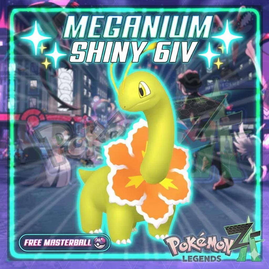 Shiny MEGANIUM Pokémon Legends ZA 6IV Competitive Battle Ready Pokémon card photo