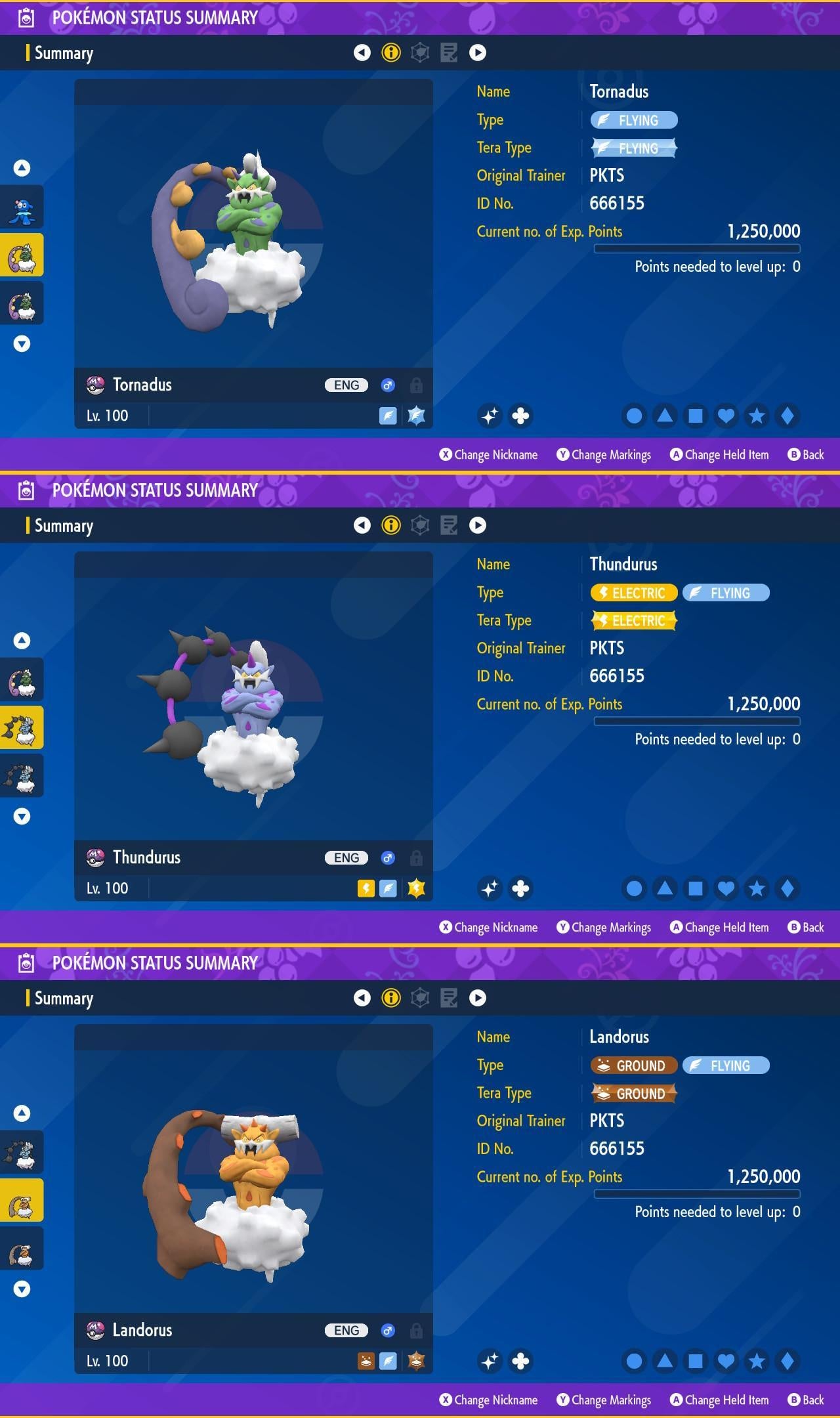 SHINY Tornadus, Thundurus, Landorus Bundle Pack 6IV EV Pokémon Scarlet and Violet 6IV Competitive Battle Ready Pokémon card photo 2