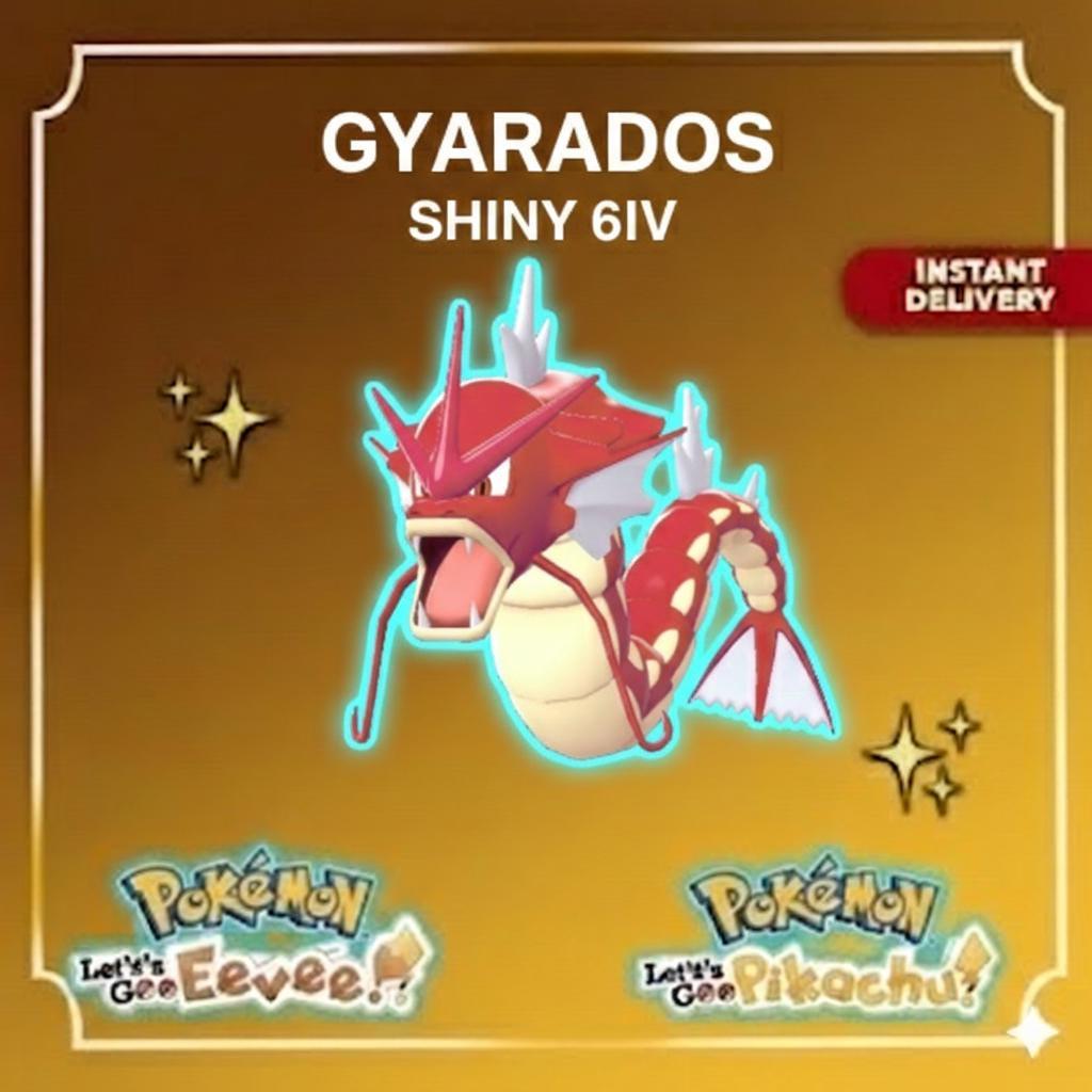 SHINY 6IV Gyarados Pokémon Lets Go Pikachu Eevee 6IV Competitive Battle Ready – Pokémon Let's Go Pokémon card photo