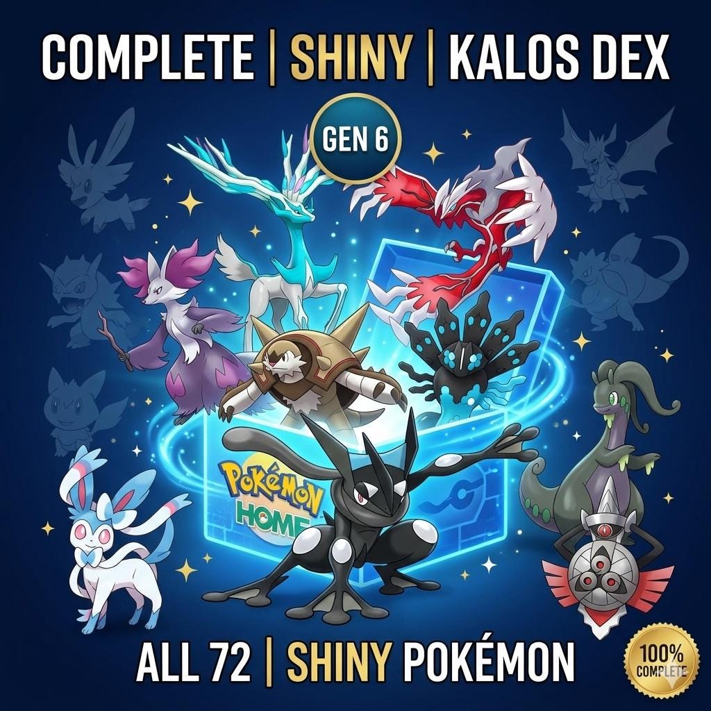 Pokemon HOME 6IV Shiny KALOS POKEDEX Pokemon Scarlet Violet Pokemon Sword Shield, Pokemon Lets Go, Pokemon BdSp, Pokemon Legends Arceus Pokémon card photo