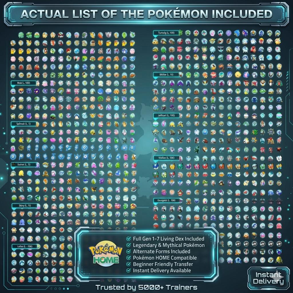 Complete Pokemon HOME Shiny Living Dex Gen 1 to 7 Finish Your Pokedex Fast Every Form Legendary Mythical Collection Pokémon card photo 5