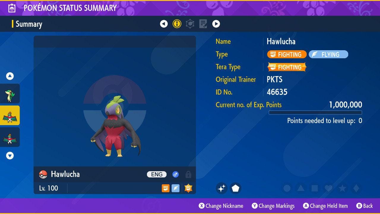 Shiny HAWLUCHA Pokémon Scarlet Violet 6IV Competitive Battle Ready Pokémon card photo