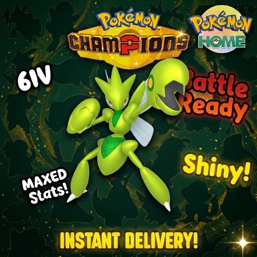Shiny Scizor Pokémon Champions 6IV Competitive Battle Ready – Champions Pokémon card photo