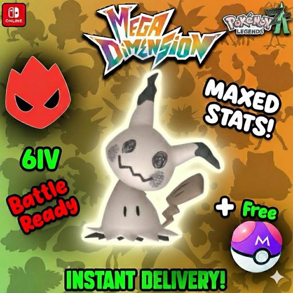 Alpha Mimikyu Shiny 6IV Pokemon Legends ZA Mega Dimension DLC Pokemon Legends Za Mega Dimension DLC 6IV Competitive Battle Ready Pokémon card photo
