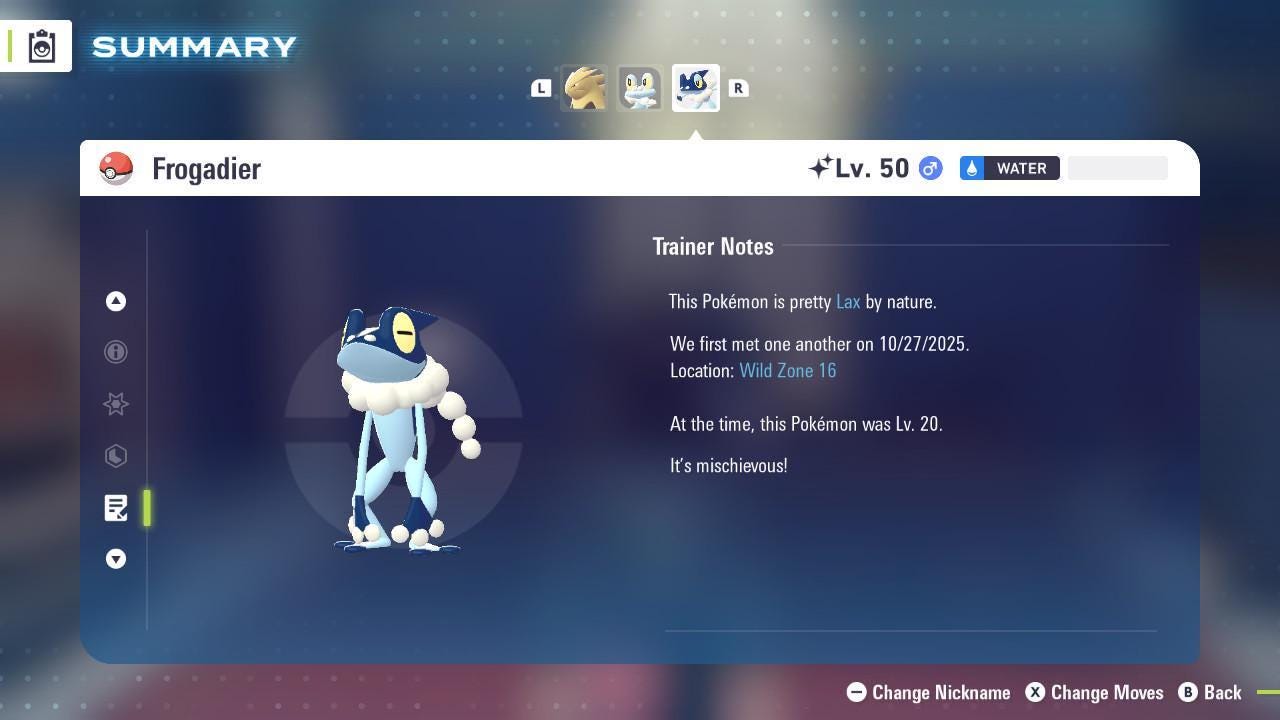 Shiny FROGADIER Pokémon Legends ZA 6IV Competitive Battle Ready Pokémon card photo 4
