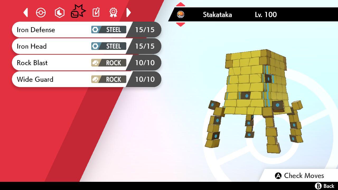Shiny STAKATAKA Pokemon Sword Shield 6IV Competitive Battle Ready Pokémon card photo 3