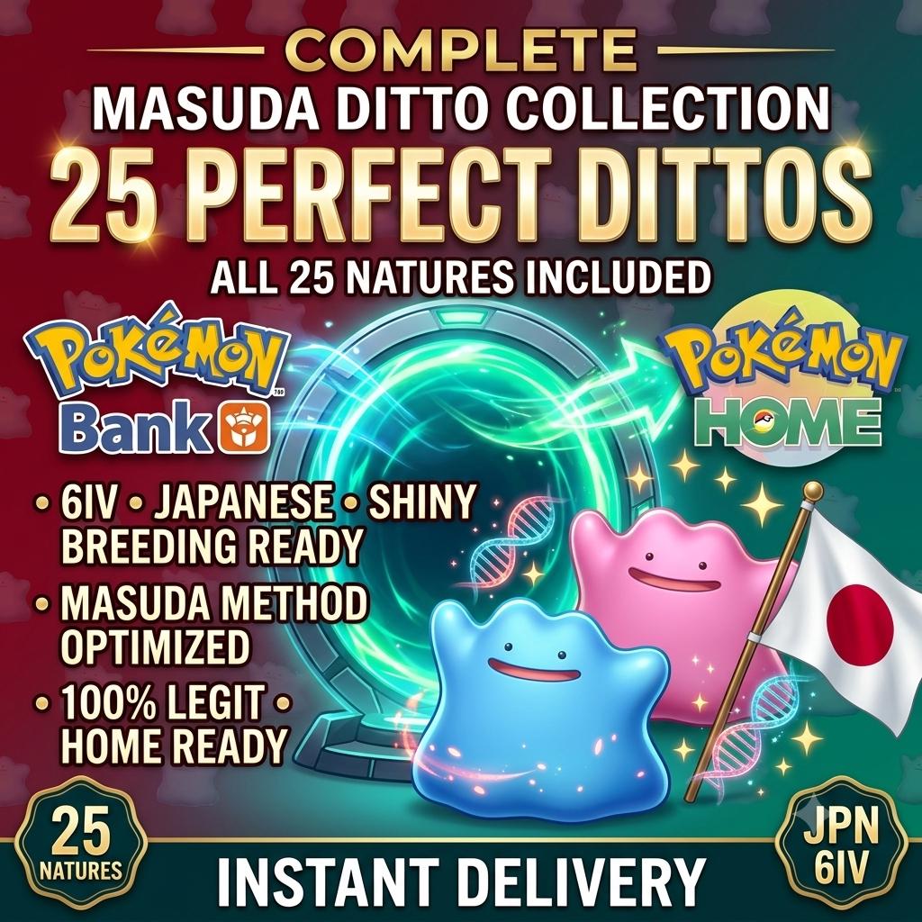 Shiny Ditto Masuda Set 6IV All 25 Natures Japanese Ditto Pokemon HOME Trade Breeding Instant Delivery Pokémon card photo