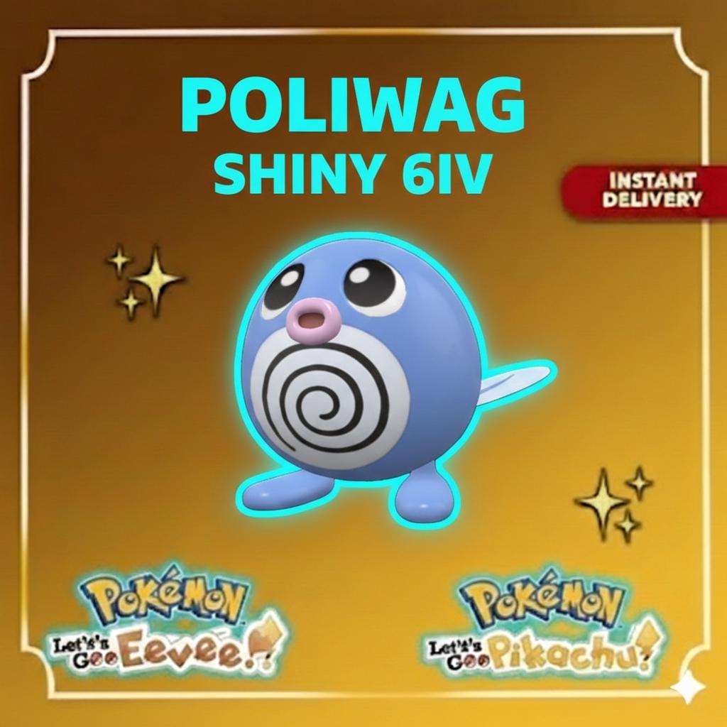 Shiny POLIWAG Pokémon Lets Go Pikachu Eevee 6IV Competitive Battle Ready – Pokémon Let's Go Pokémon card photo