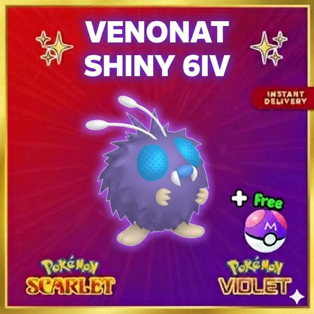 Foto de la carta Pokémon Shiny VENONAT Pokémon Escarlata Violeta 6IV Competitivo Listo para la Batalla