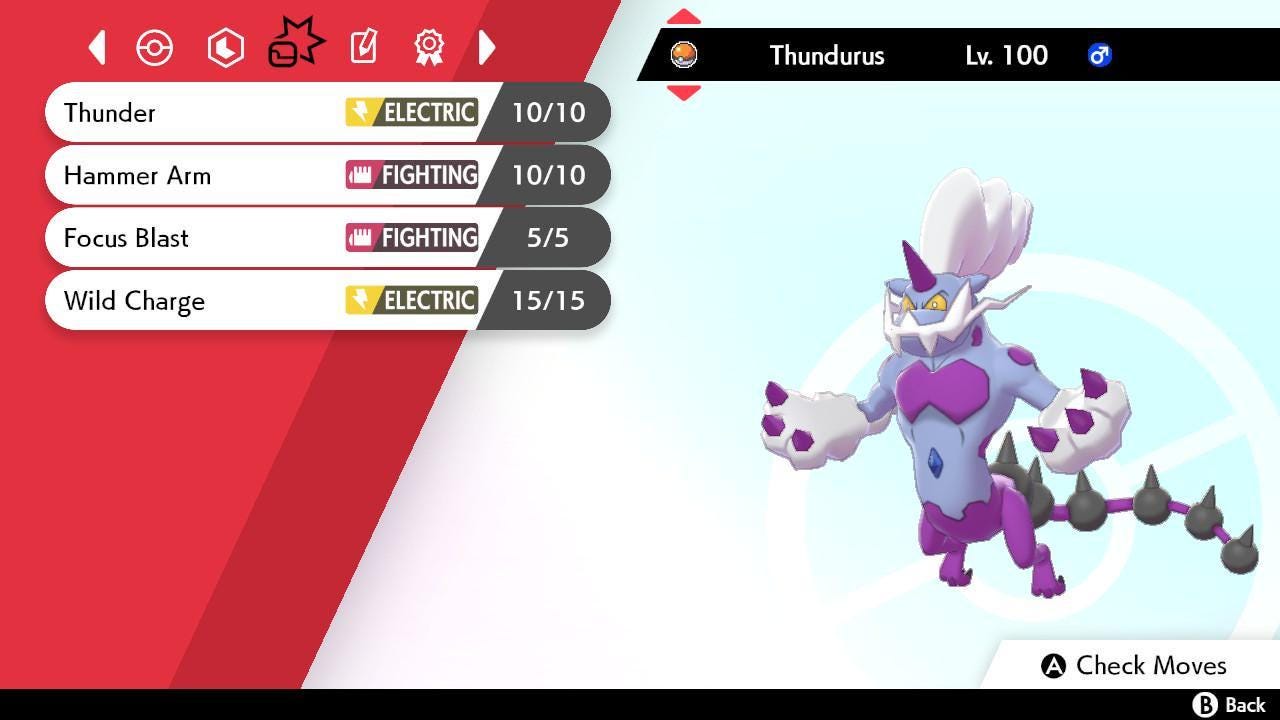 Foto de la carta Pokémon Shiny Forma Tótem THUNDURUS Pokémon Espada y Escudo 6IV Pokémon Listo para la Batalla Competitivo + EVs Shiny Gratis 3
