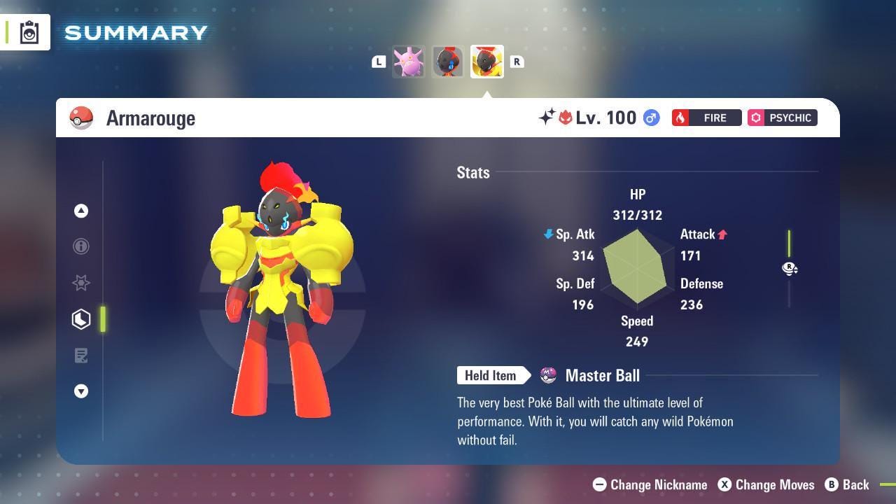 Foto de la carta Pokémon Shiny Alpha Armarouge Pokemon Legends Za DLC Dimensión Mega 6IV Listo para la Batalla Competitivo 2